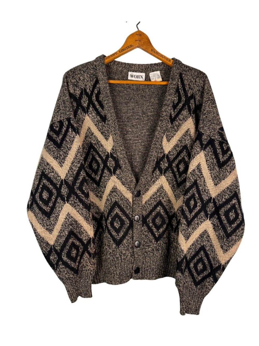 Vintage 90s Southwestern Grandpa Cardigan, Neutral Indie Knit Sweater